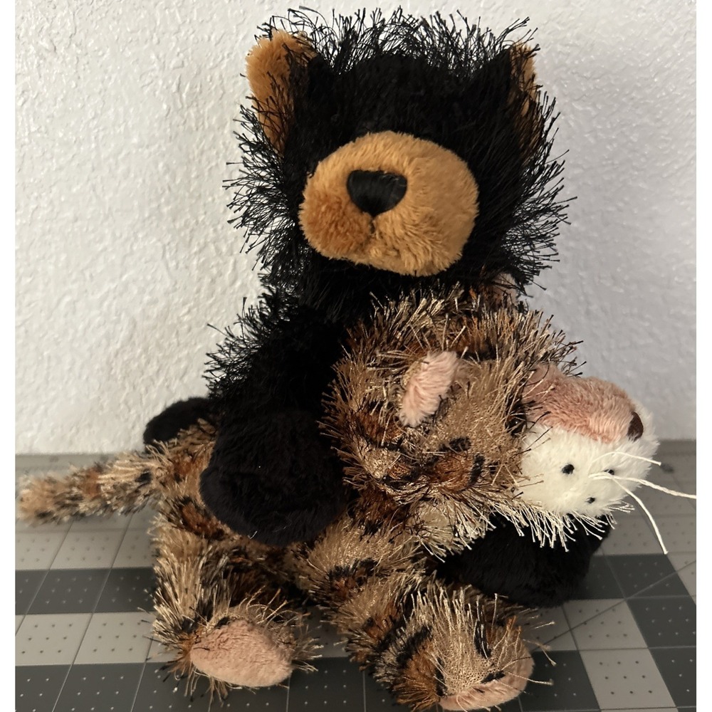 Ganz Webkinz Lot of 2 HM004 Black Bear HS031 Leopard Soft Plush Stuffed Animals